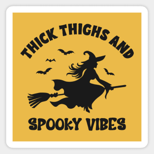 Funny Halloween Witch Silhouette: Thick Thighs and Spooky Vibes Sticker